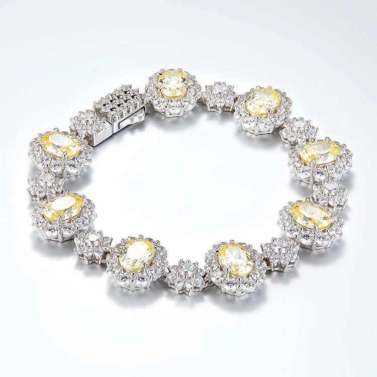 Pulseira de Flor Zirconia cúbica pulseira de pulseira de pulseira de pulseira de prata de moda Sterling
