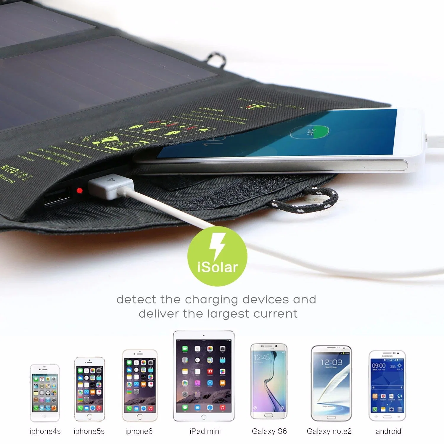 14W Sunpower Foldable USB DC Mobile Phone Power Bank Portable Solar Charger Bag OEM