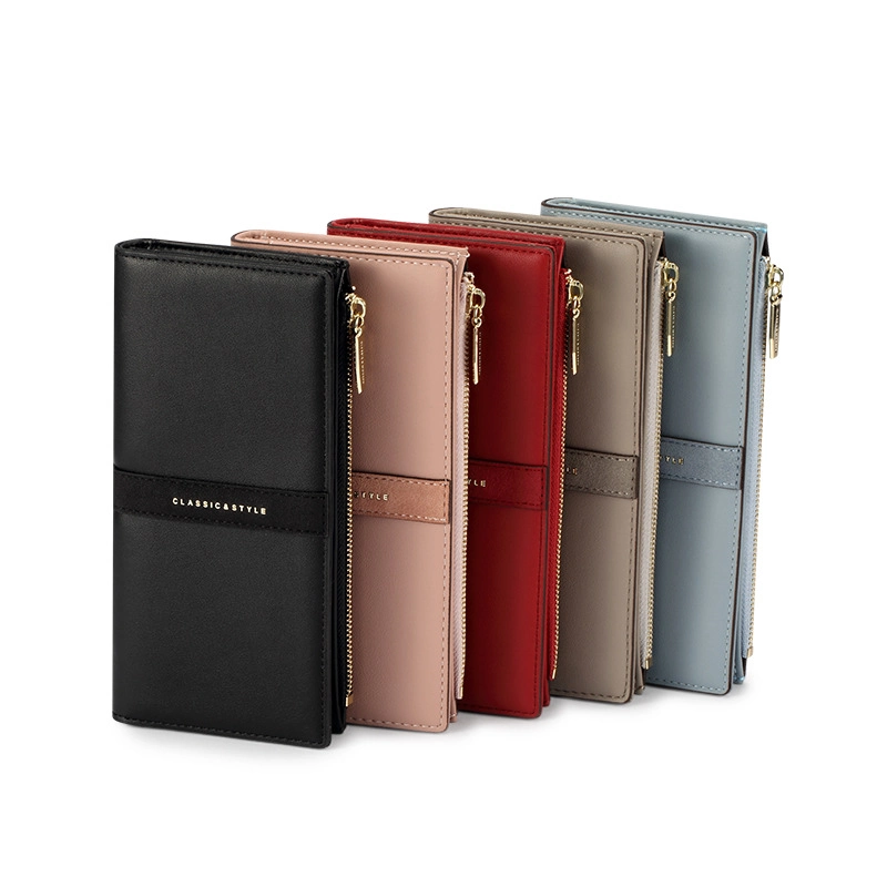 New High Quality Wallet Women Long Clutch Bag with Zipper and Brushed Finish