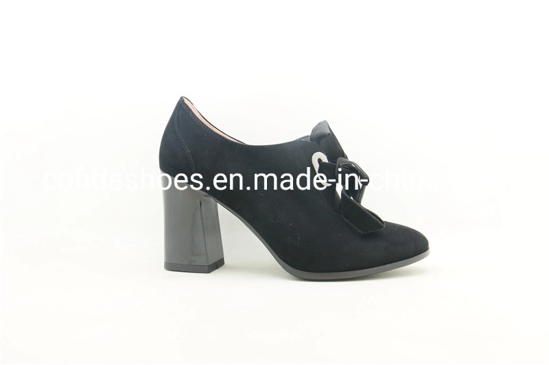 New Comfort Block High Heel Leather Women Shoe