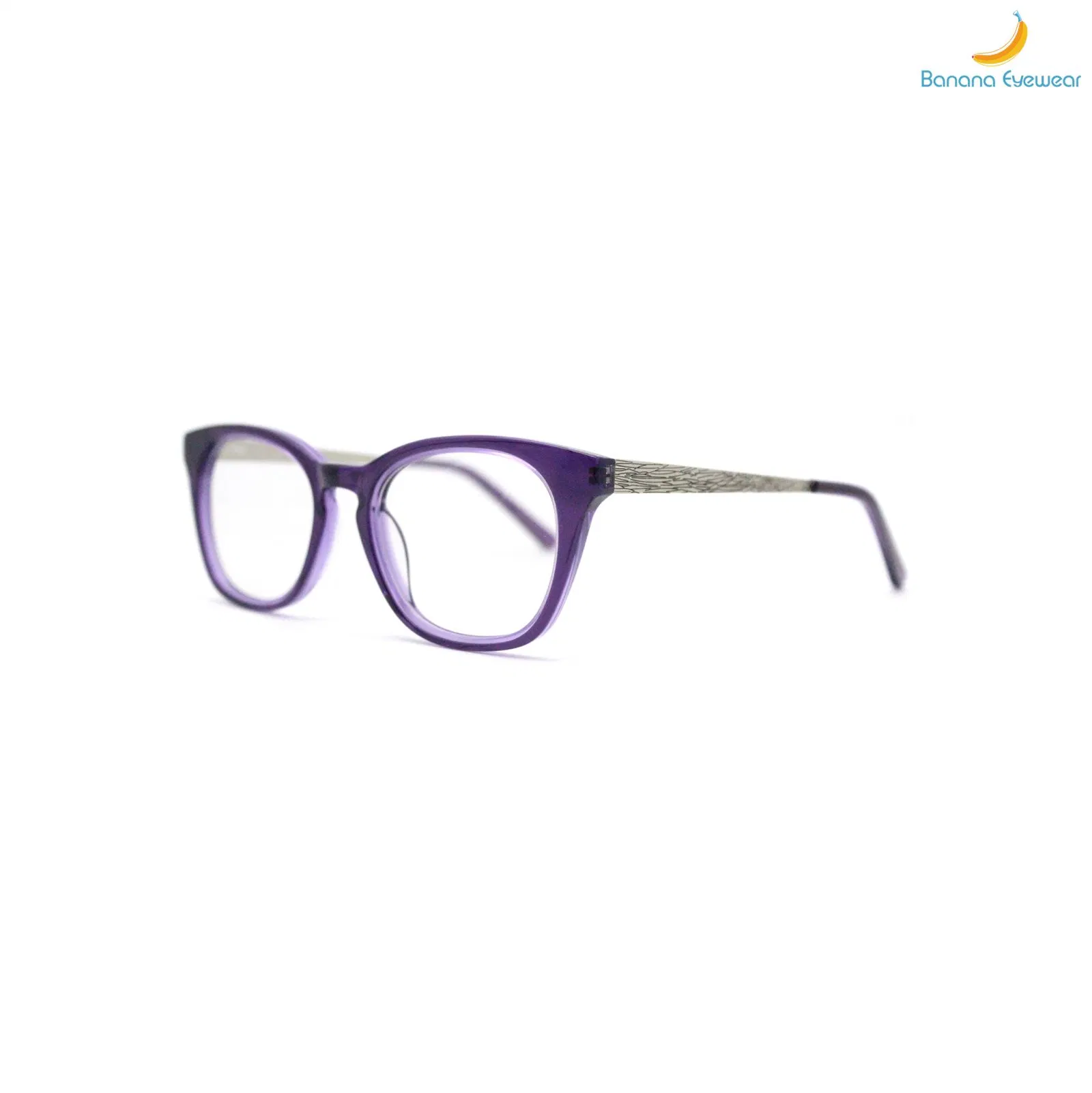 Frau Purple Acetat mit Metall Tempel optische Brillen