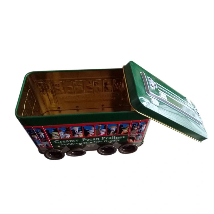 Empty Bus Shaped Candy Gift Tin with Embossing