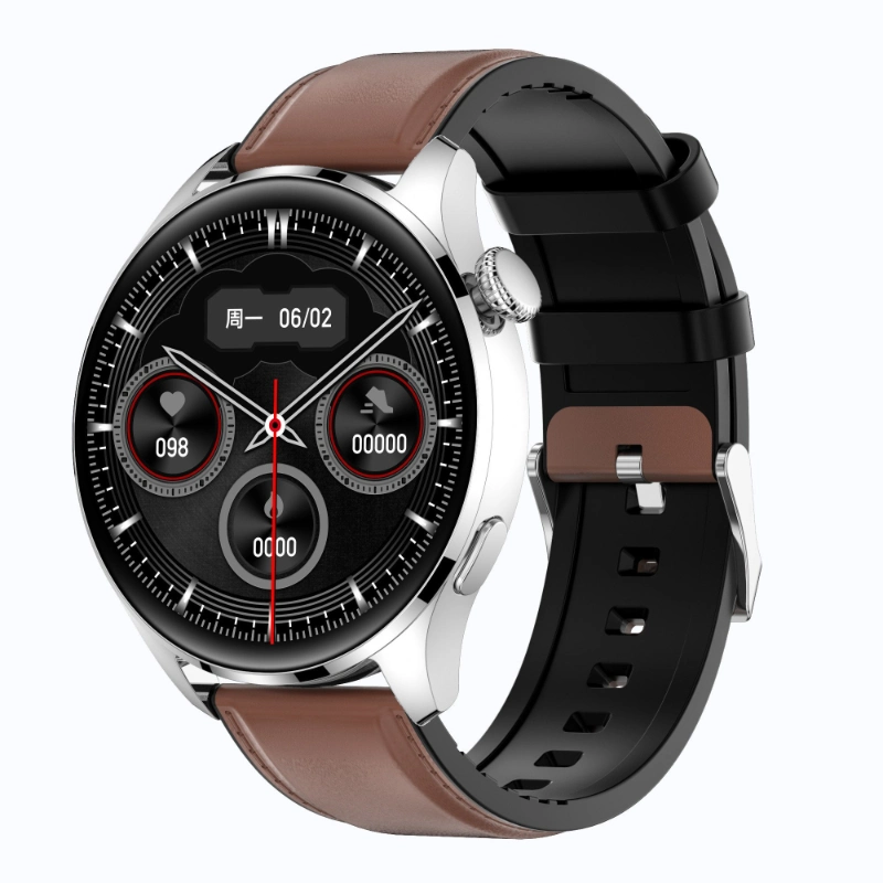 Voice Assistant Smart Watch Reloj Round Touch Screen Water Resistant Sleep Monitor Leather Call Function Watch