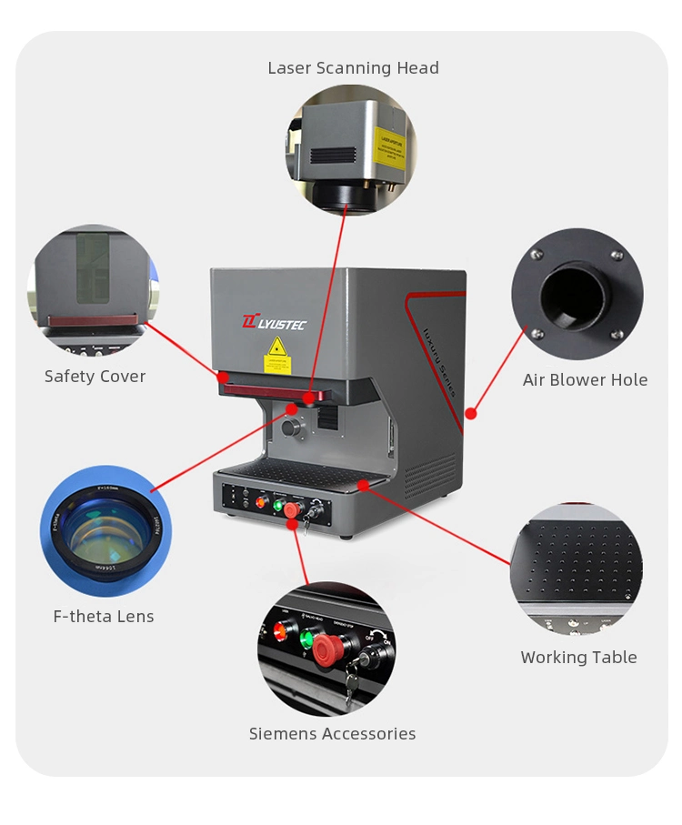 Nouveau modèle de machine de marquage laser métallique de bureau 20 W 30 W 50 W. Machine d'gravure laser à fibres avec couvercle de sécurité