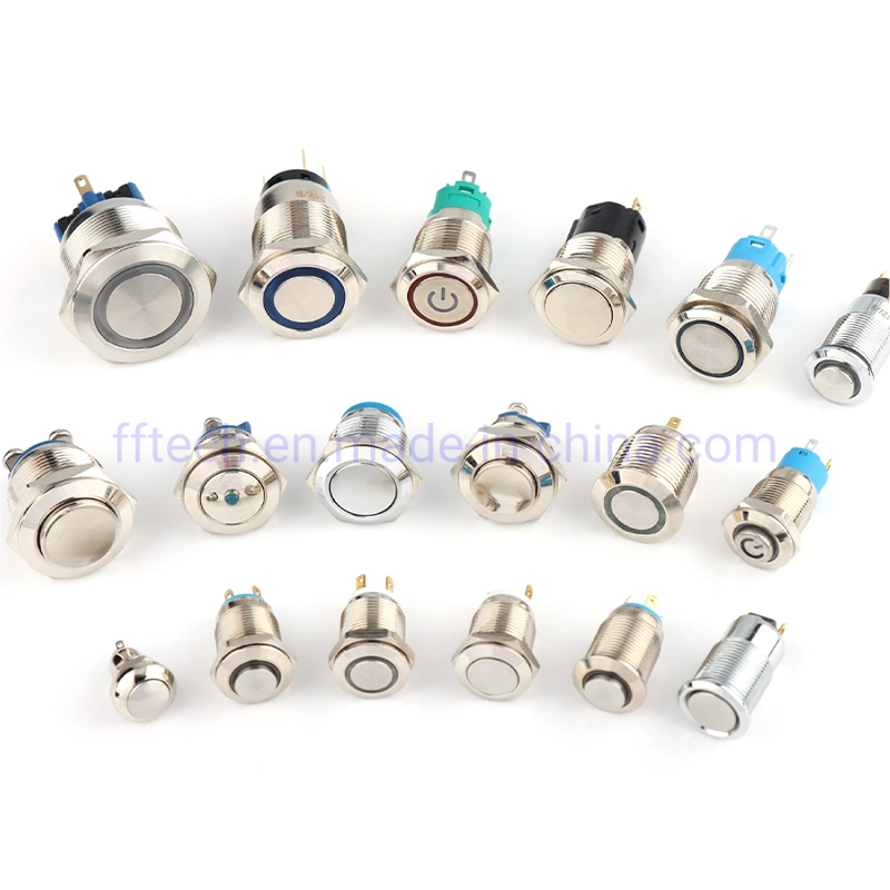 High quality/High cost performance  16mm Flat Head Stainless Steel Momentary Metal Push Button Switch with Self-Reset Waterproof IP65