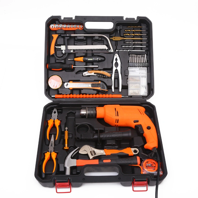 101PCS Household Manual Repair Hardware Tool Set Impact Drill Decoration Punching Combination Saw Pliers Hammer Socket Wrench Electric Drill Hardware Tool Set