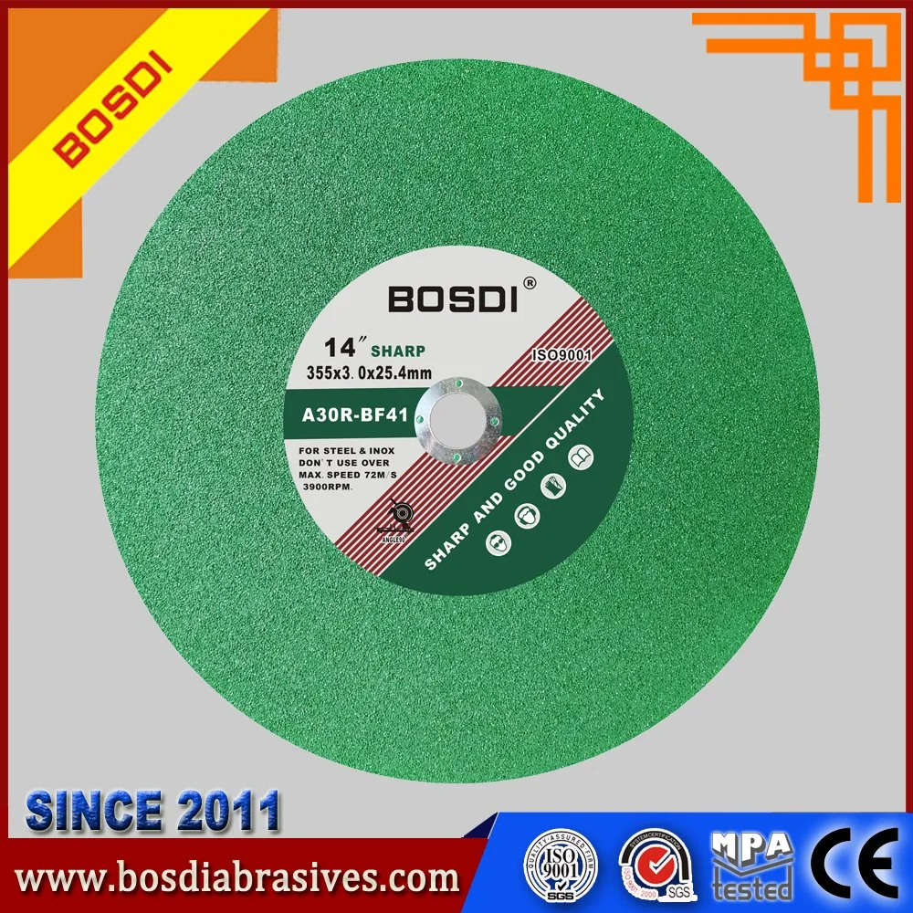 14 Inch High quality/High cost performance Resin Cutting Wheel,Single Net,Green/Red/Black/Yellow Color, Cut off Steel and Stainless Steel, Level Industry, Black Durable & Green Sharp