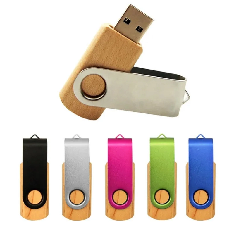 Promotional Swivel Customized USB Flash Drive/Pen Drive Wooden and Metal USB Pen Drive/USB Disk/USB Pen Stick