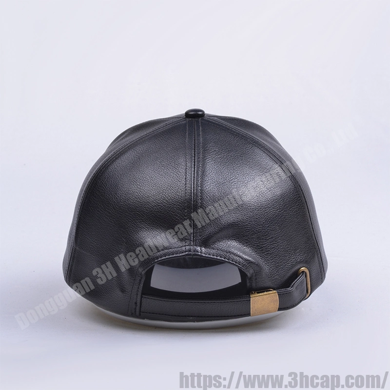 3hcap High quality/High cost performance  Vintage 6 Panel Baseball Gorras Custom Logo PU Leather Hats Caps