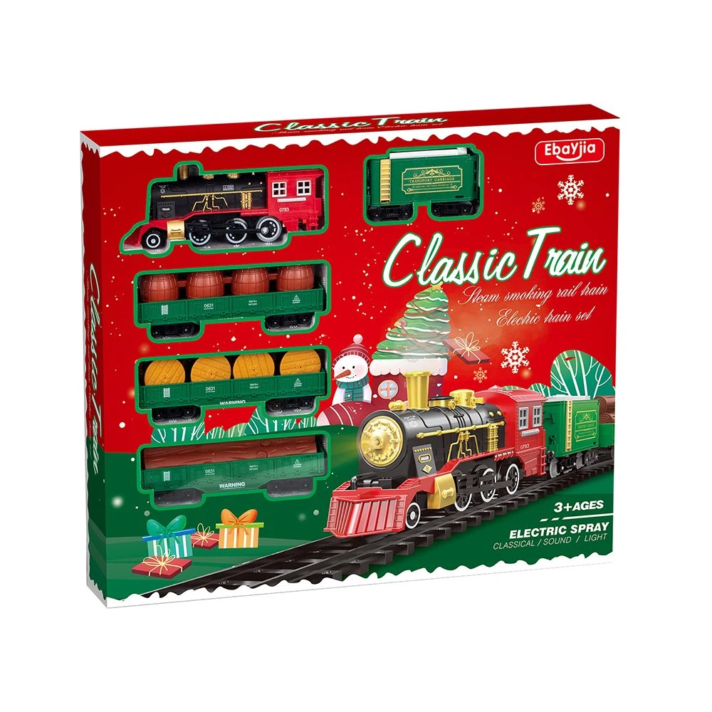 Railway Kit Electric Train Toys with Smoke Christmas Locomoto Train Set