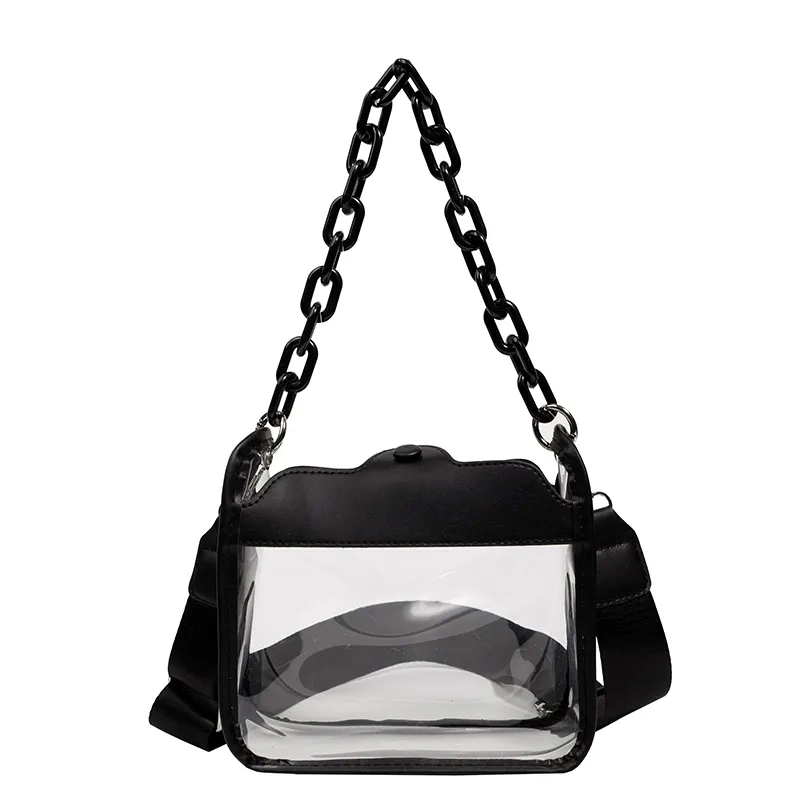 Saco a tiracolo em PVC transparente de atacado de forma personalizada as mulheres claras de ombro da cadeia de sacos Crossbody