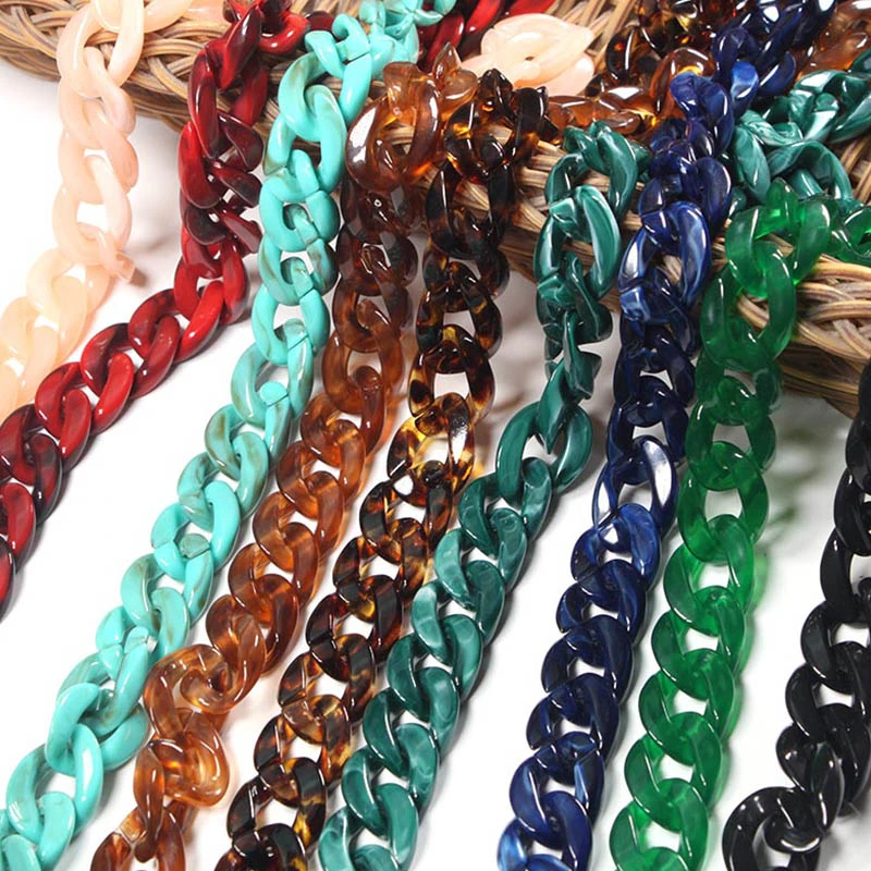 Polyester Acetic Acid Ladies Fashion Plastic Acrylic Bag Accessories Link Chain for Handbags Bag Handle Resin Chain