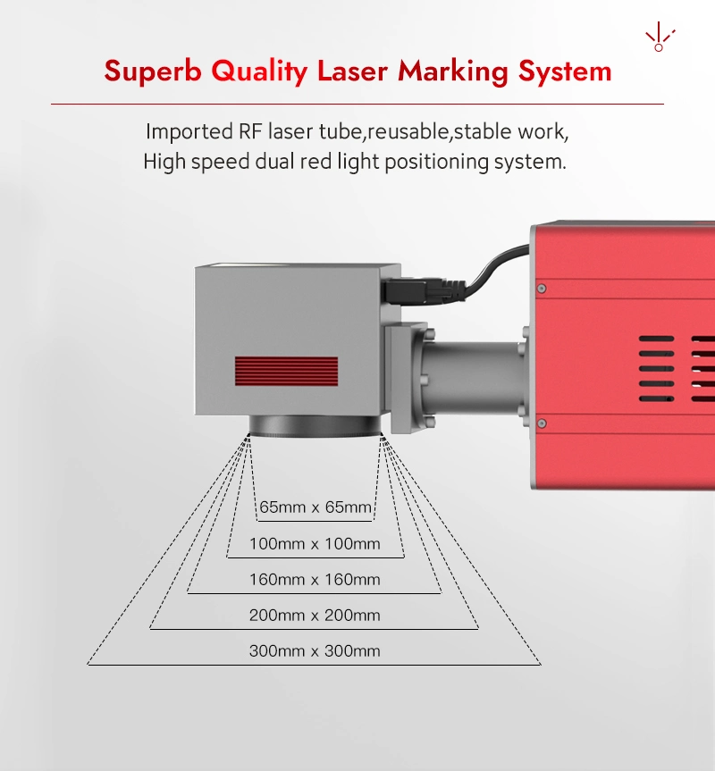 Enclosed Synrad Metal Tube CO2 Galvo Laser Marking Machine 60W