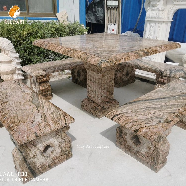 Fabricantes Precio al por mayor al aire libre mármol granito Mesas de piedra y sillas