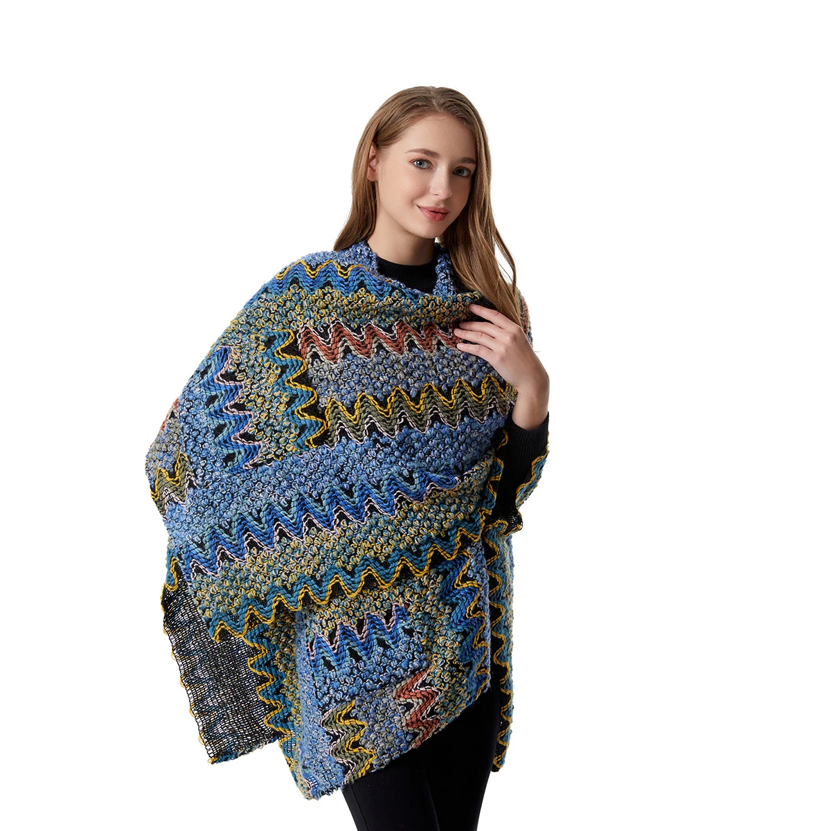 New Fashion Autumn and Winter Boho Style Thicken Knitting Cashmere Shawl Polyester Lady Scarf