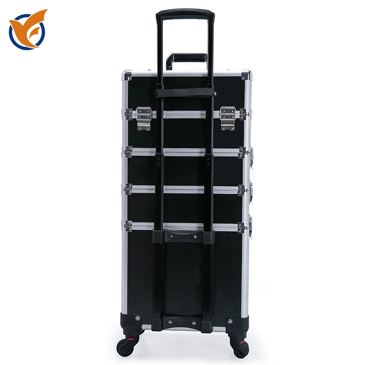 Professional Aluminum Cosmetic Box with Wheels Trolley Cosmetic Case