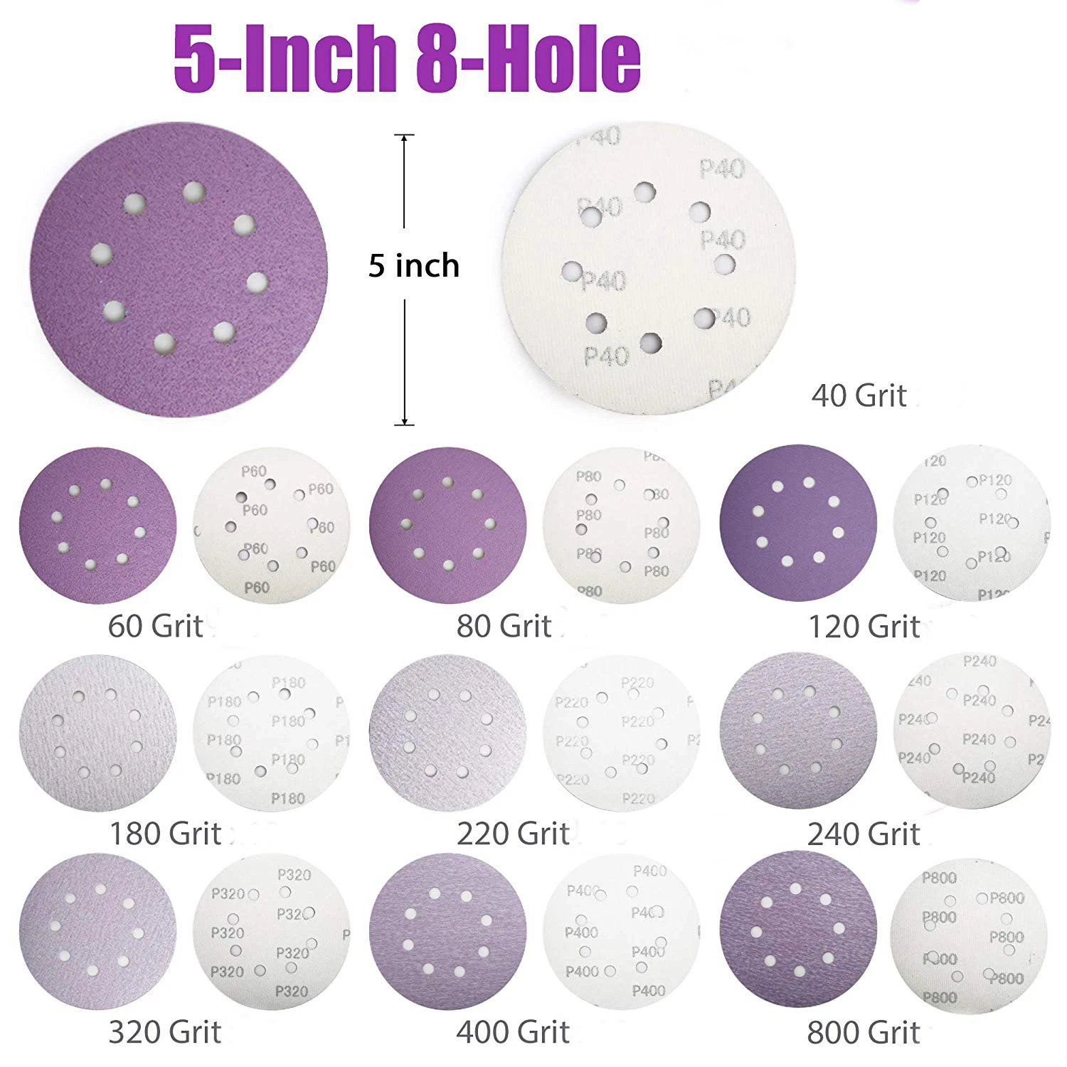 Purple Ceramic Hook and Loop Sand Paper Abrasive Sanding Discs 40-2000#