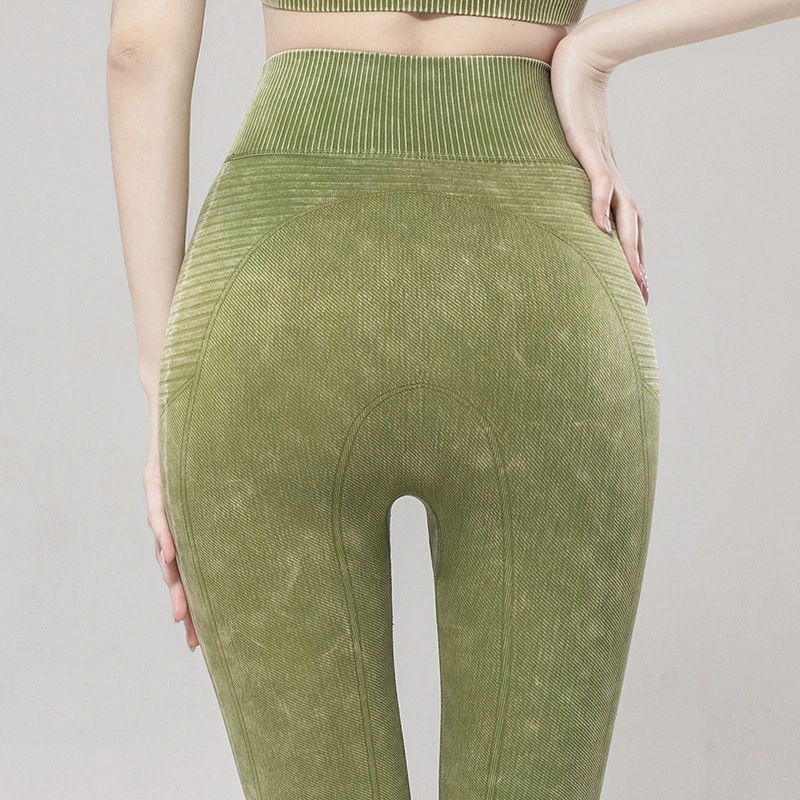 Les femmes Le pantalon de Yoga lavé de remise en forme transparente imprimée le vêtement de sport extérieur