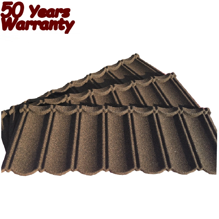 Le Kenya en acier de haute qualité couleur Tuile de fer granule de pierre couverts de tuiles tuiles du toit de la Gambie Types de matériaux de construction
