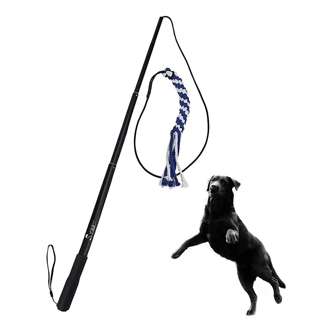 Dog Outdoor Toy Extendable Teaser Wand Outside Interactive Fun Toys Pet Flirt Stick Pole