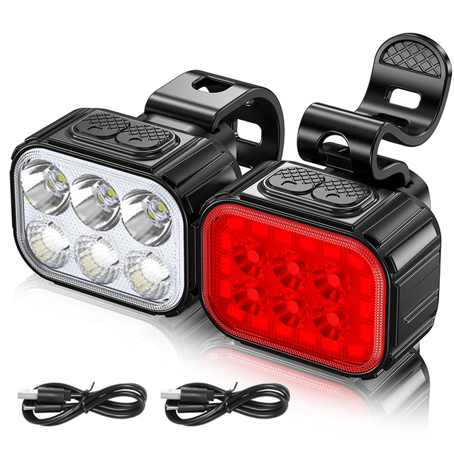 2023 New Type Q6 Bicycle Light Front Rear Lights USB Rechargeable MTB Cycle Light Bike
