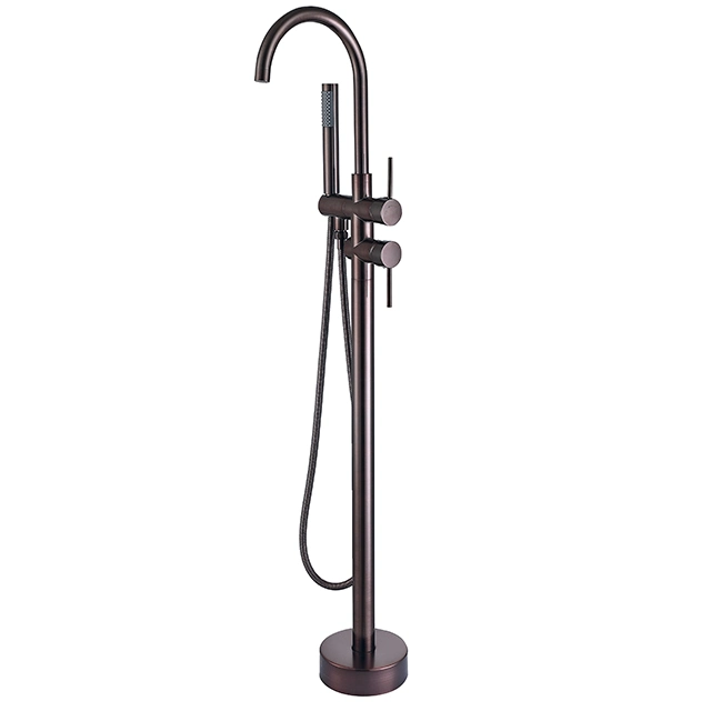 Bathroom Matte Black Handheld Floor-Standing Bath Tub Shower Mixer Faucet Set