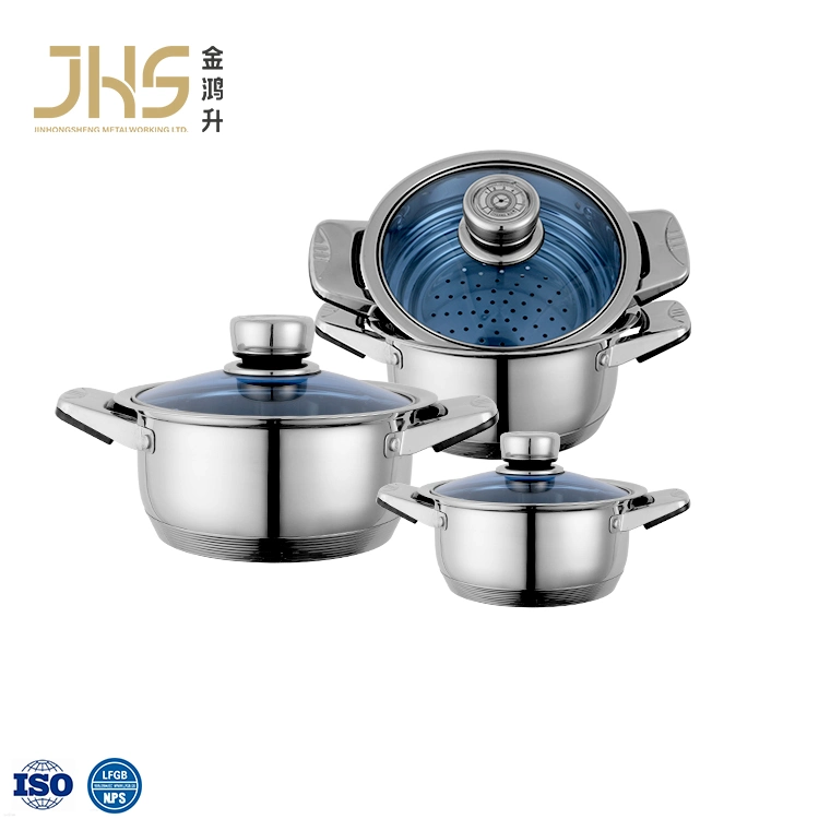 La technologie allemande Ustensiles de cuisine 6 pcs casserole en acier inoxydable Marmite Jeu de batterie de cuisine