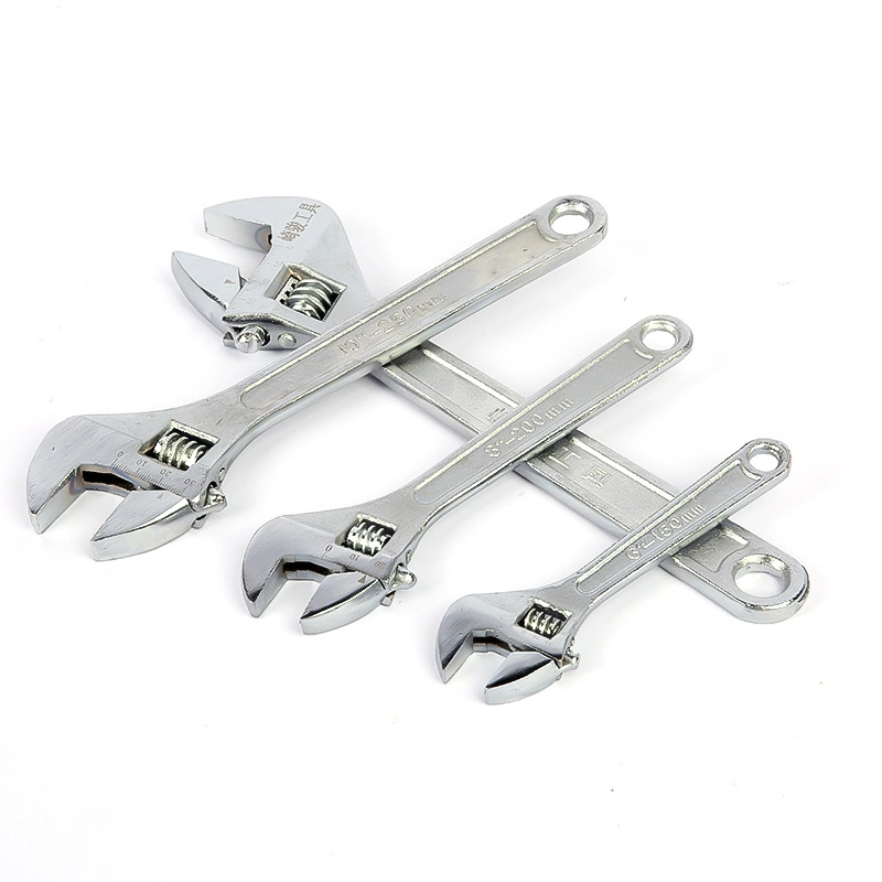 Carbon Steel Square Head Polished Chrome Plated Adjustable Wrench