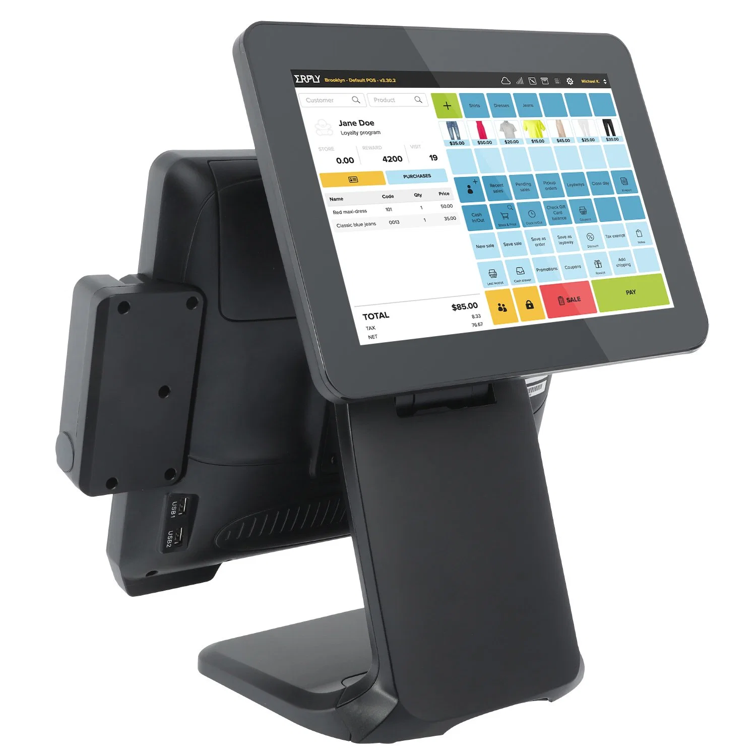 Matsuda 15inch POS All-in-One-Maschine Dual-Screen-POS-System Kasse Verkauf des POS-Systems