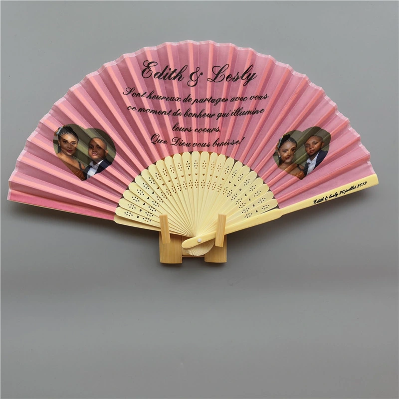 Custom Wedding Hand Fan Bamboo Craft Held Fan Sublimation Print Gift Fan