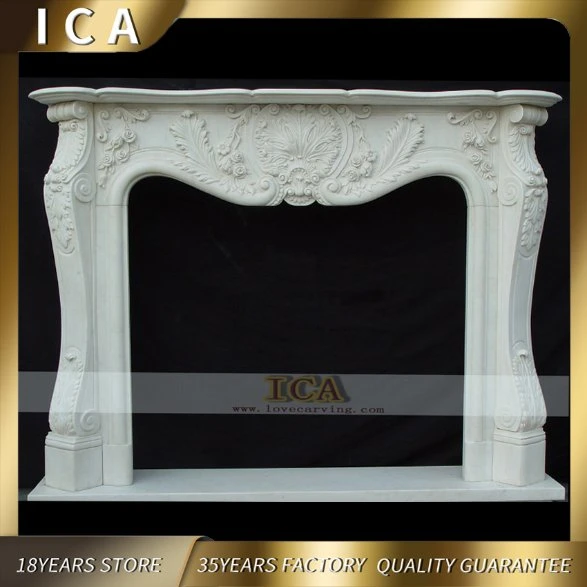 Modern Design Classical Style Stone White Marble Fireplace