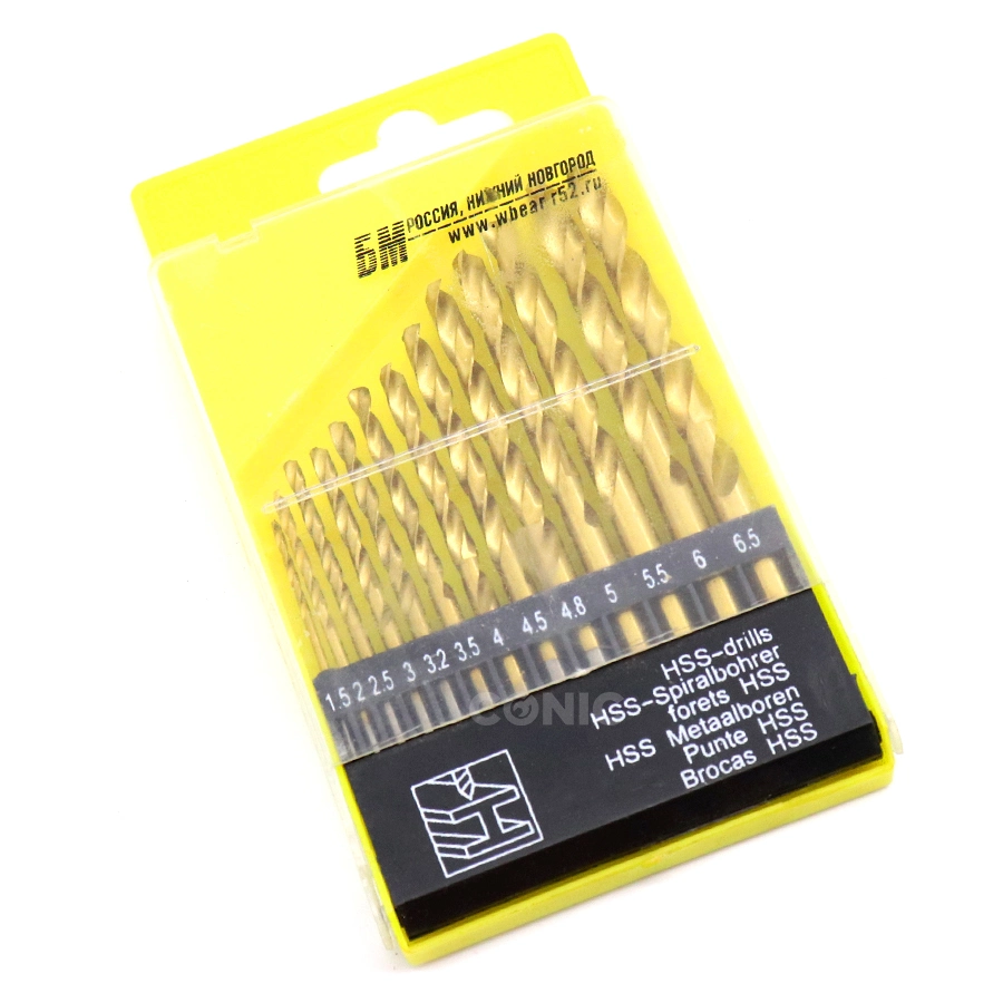 13PC 1.5mm-6.5mm HSS Titanium-Plated Twist Drill Bit Set for Stainless Steel Metal Drills