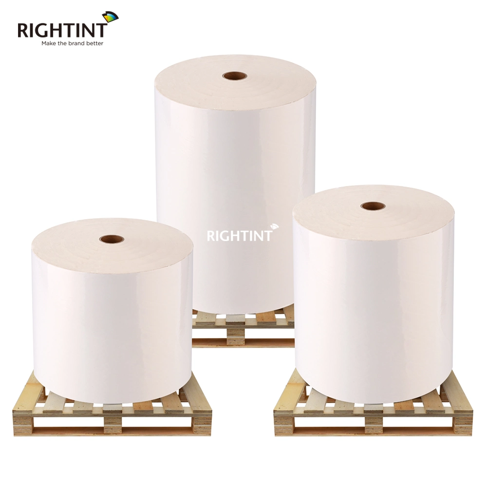 60mic customized Pearl White Vinyl flexo jumbo label film roll Label Printing Roll