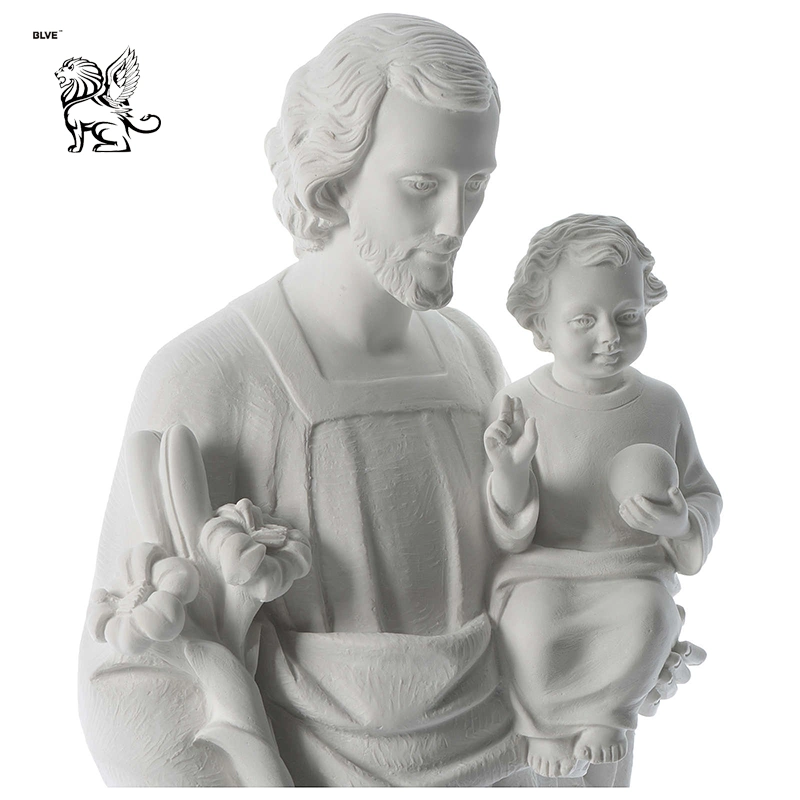 Church Outside Decoration Hand Carving Life Size Saint Joseph White Marble Sculpture Mfsb-12