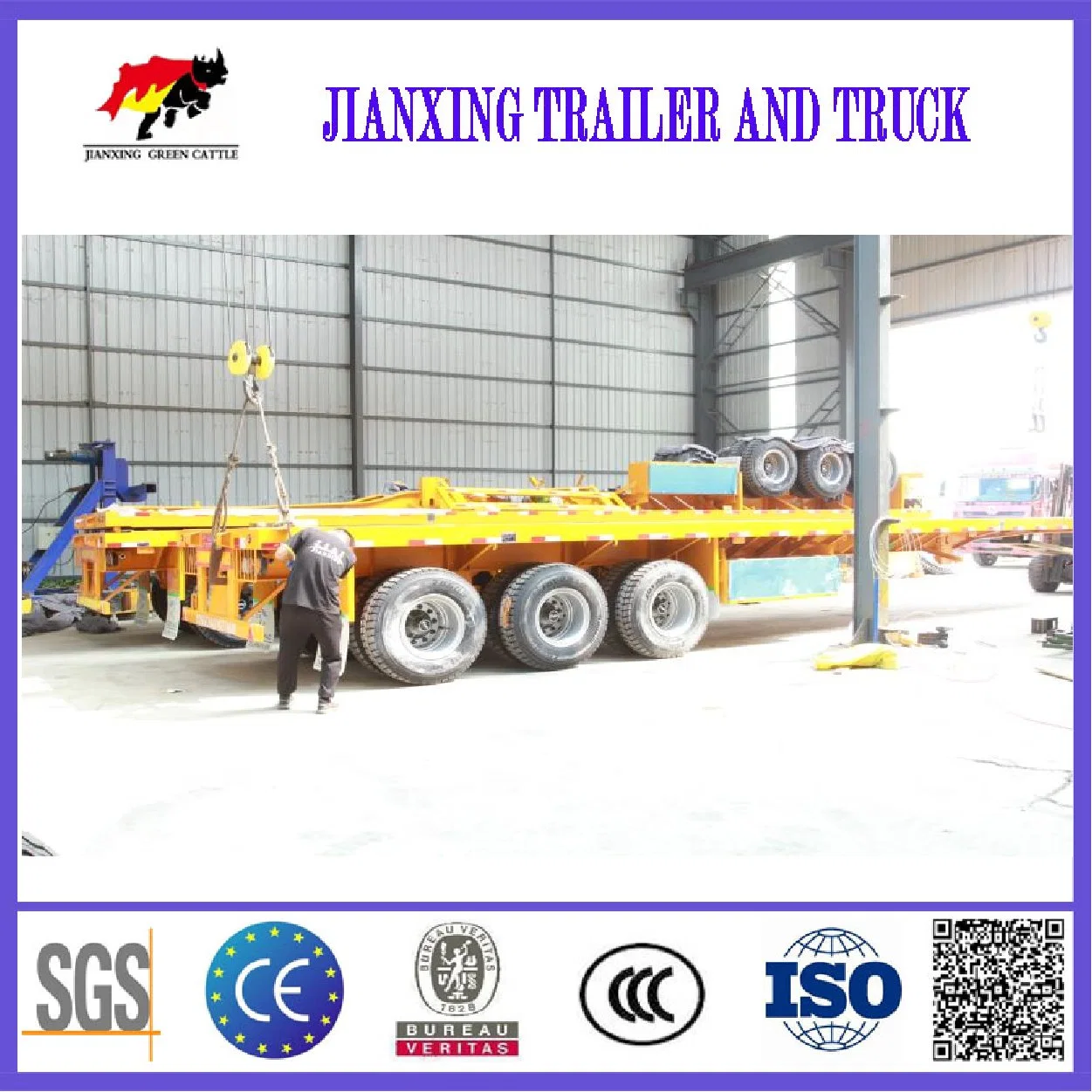 40FT Flatbed Container Semi Trailer Platform Used Flat Bed for Sale