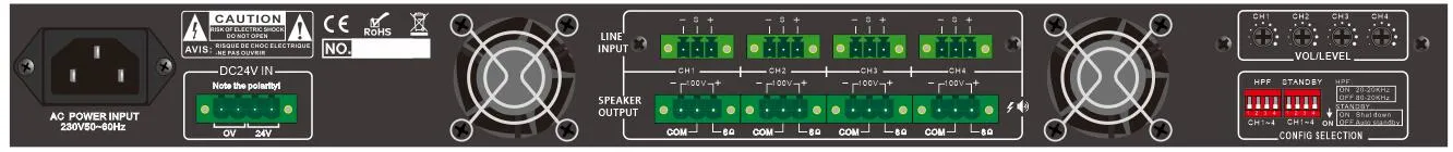 Two Channel Digital Power Class D Amplifier PA System