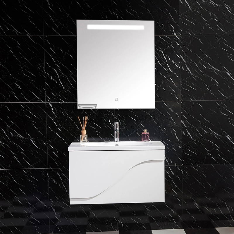 Moderne PVC Wasserdichte Badezimmer Wandschränke Eitelkeit Sets mit Smart Spiegel