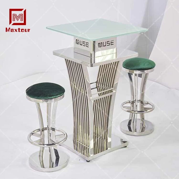 Stainless Steel Bar Stool Set Furniture Outdoor Cocktail Bar Table Chairs Set