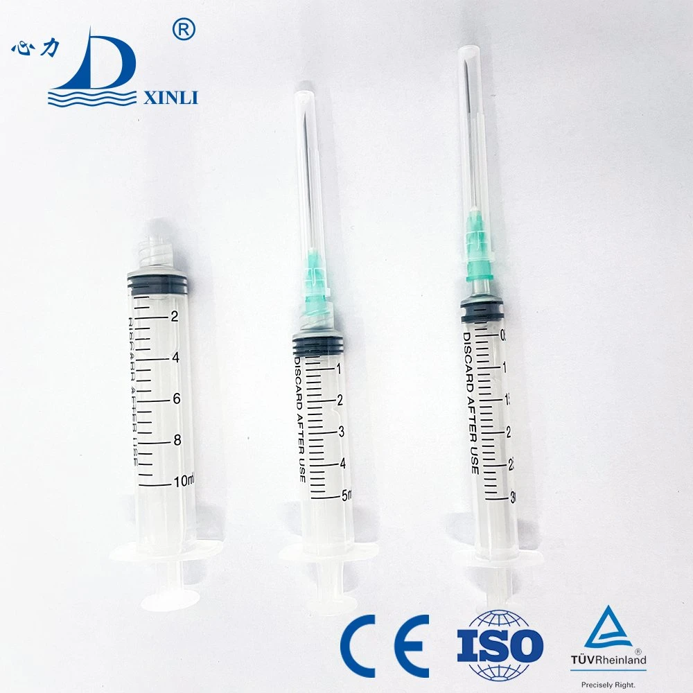 Seringa descartável de injeção estéril para fins medicinais de 3 partes, 1 cc-60cc, com EC E aprovado pela ISO