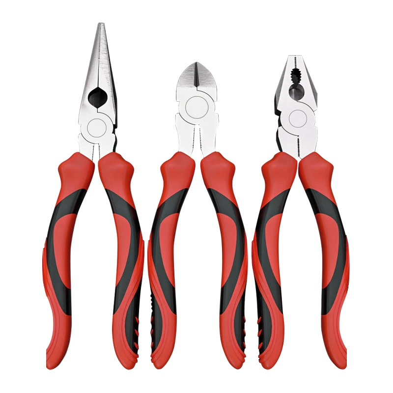 3pcs nez long les outils à main jeu de pinces de coupe avec poignée en plastique