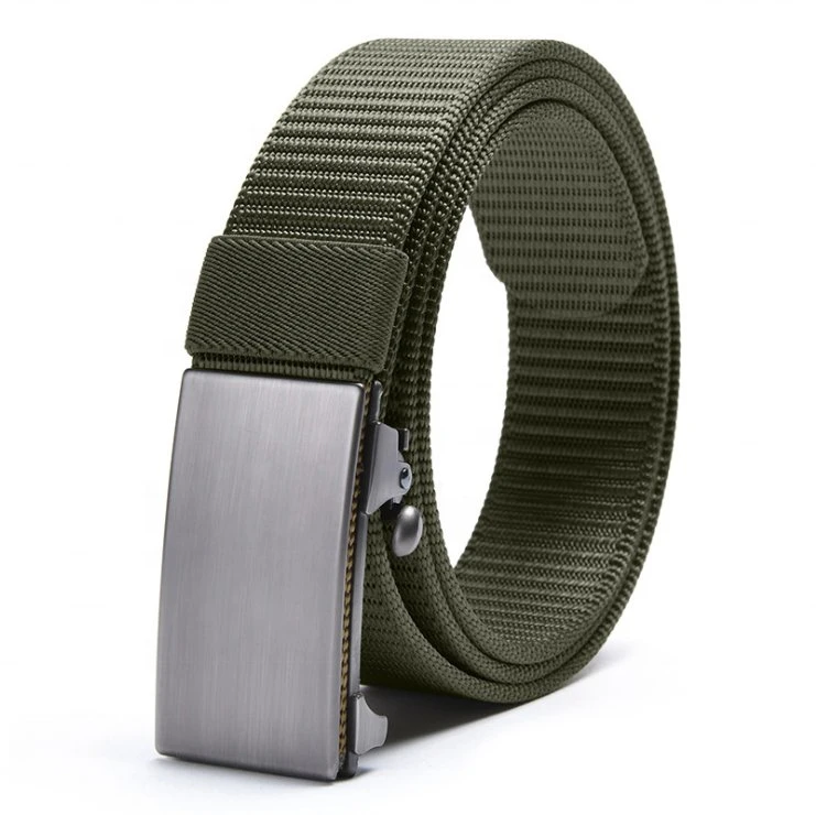 Custom Nylon Canvas Press Belt Alloy Woven Weaving Fabric Man Buckle Belt