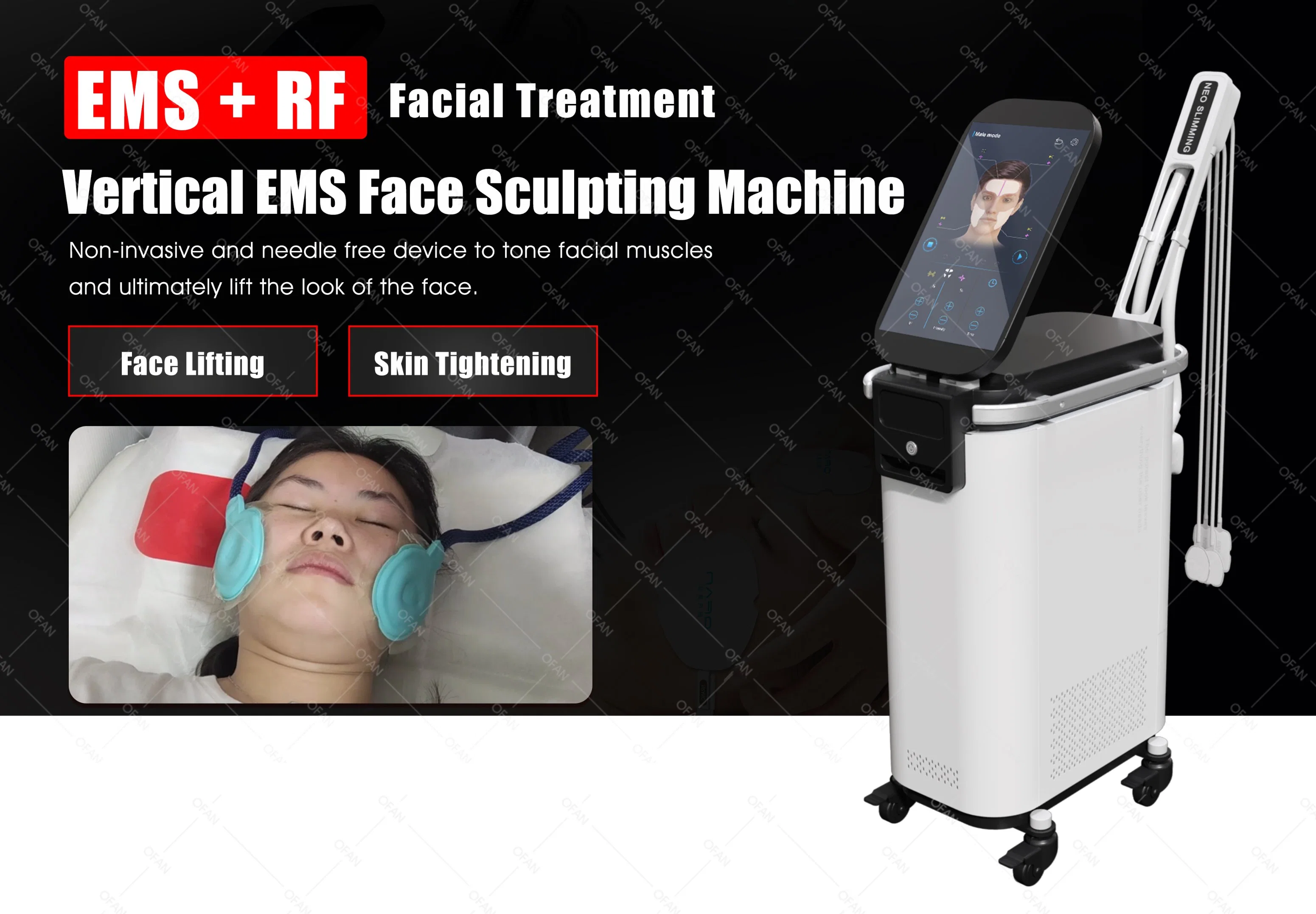 Electromagnética de alta intensidad estética Ofan Escultura Hife muscular tonificación facial rostro EMS