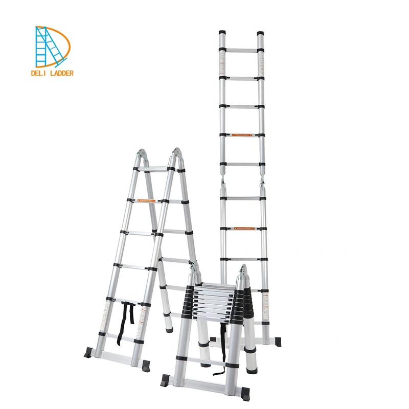 Deliladder Safety and Durable Folding Step Telescopic Aluminium Ladder Witn En131