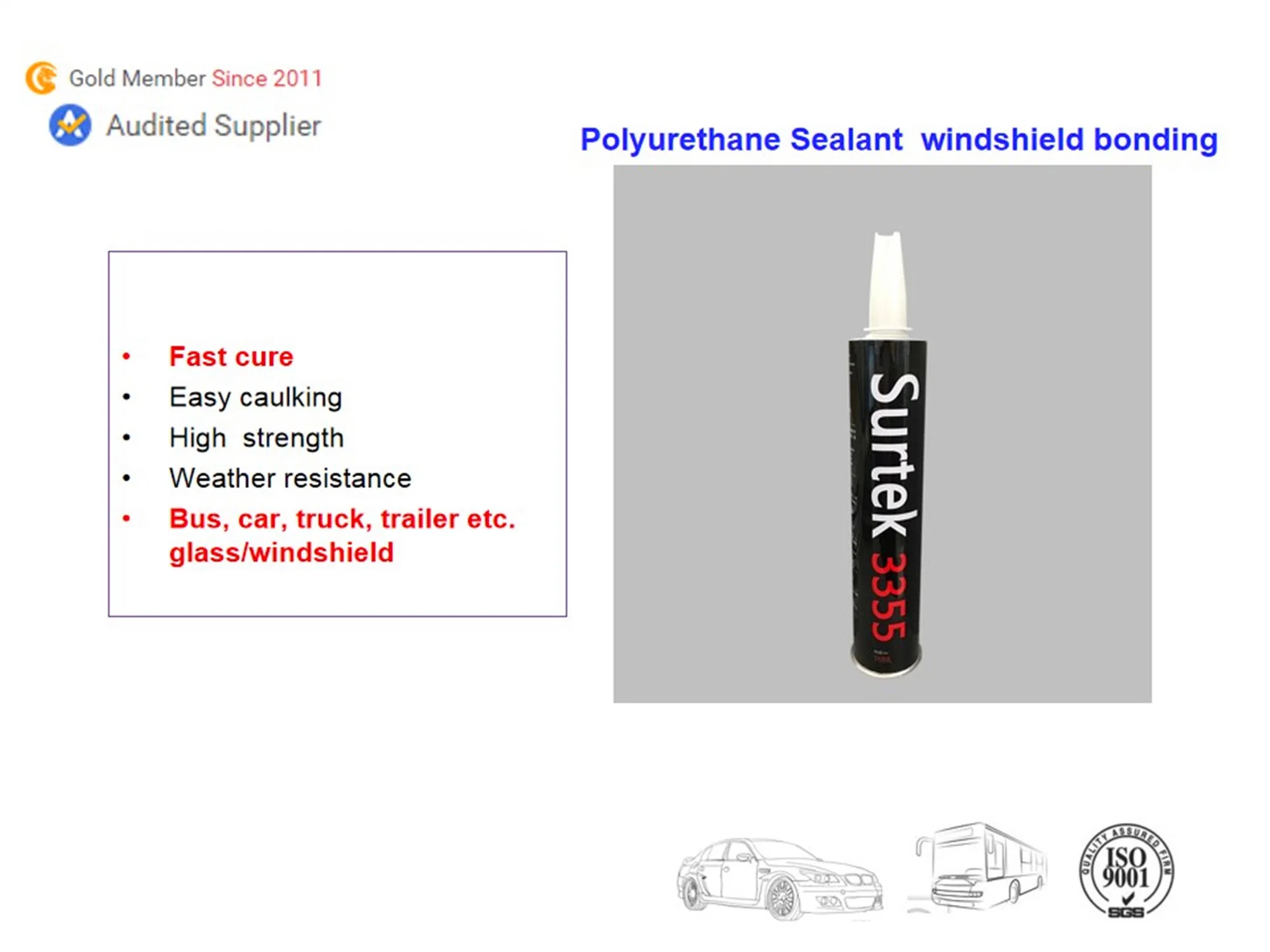 Easy Fixing Automotive Polyurethane Sealant (Surtek 3355)