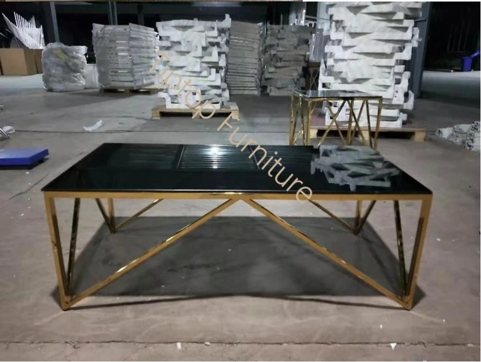 Tempered Glass Top and Stainless Steel Base Side Table Home Furniture