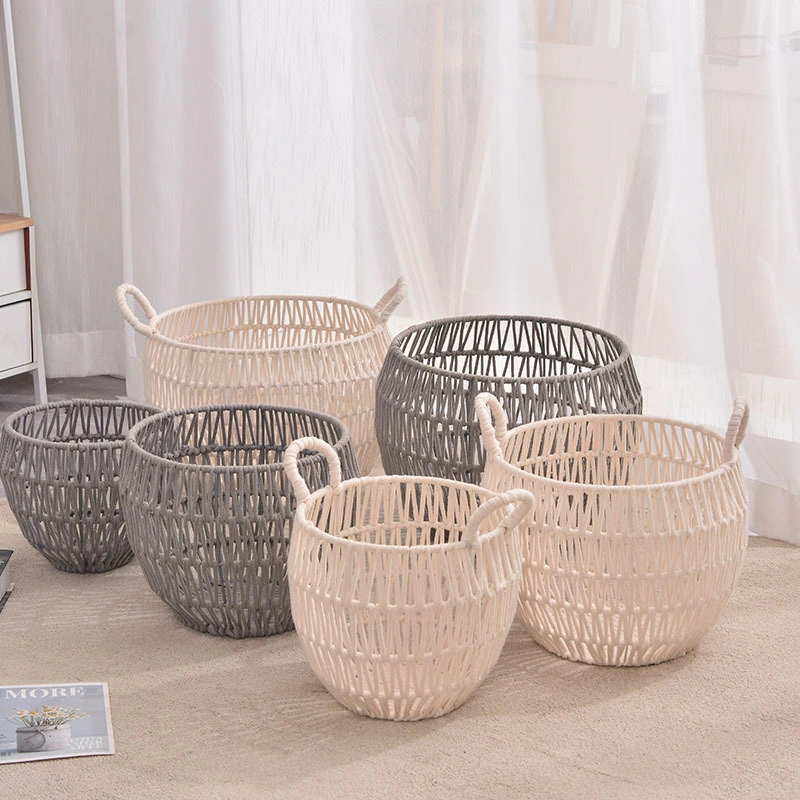 Round Hollowed Egg Container Storage Basket for Cosmetics with Handles