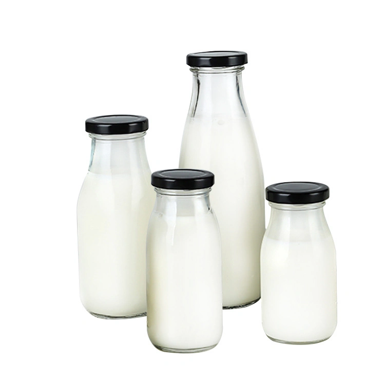 Vidrio para botellas Clear 200ml 250ml 500ml 1liter de grado alimentario para Bebida jugo leche fresca