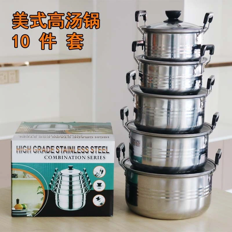 Pot en acier inoxydable et Pan Pan en acier inoxydable 304 Set Set 3 5 6 PC 12 ensembles de pièces en acier inoxydable et de Pan Pot Jeu Jeu de plateau en acier inoxydable Ustensiles De Cuisine Casseroles