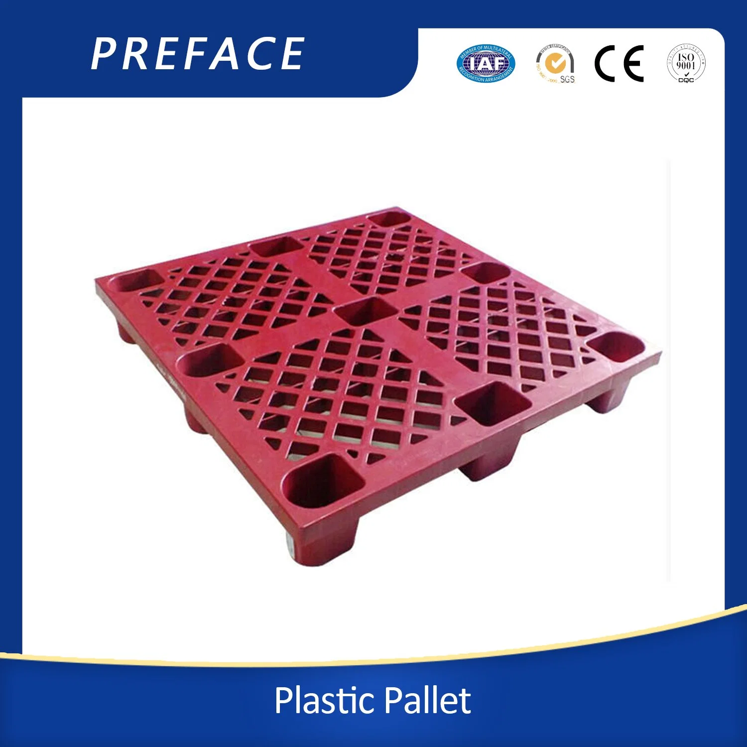 1.200X800mm HDPE 9 patas rejilla apilable de uso ligero moldeada por soplado Superficie de plástico de Pallet para exportación de proveedores de Logística y Transportati plástico Palet