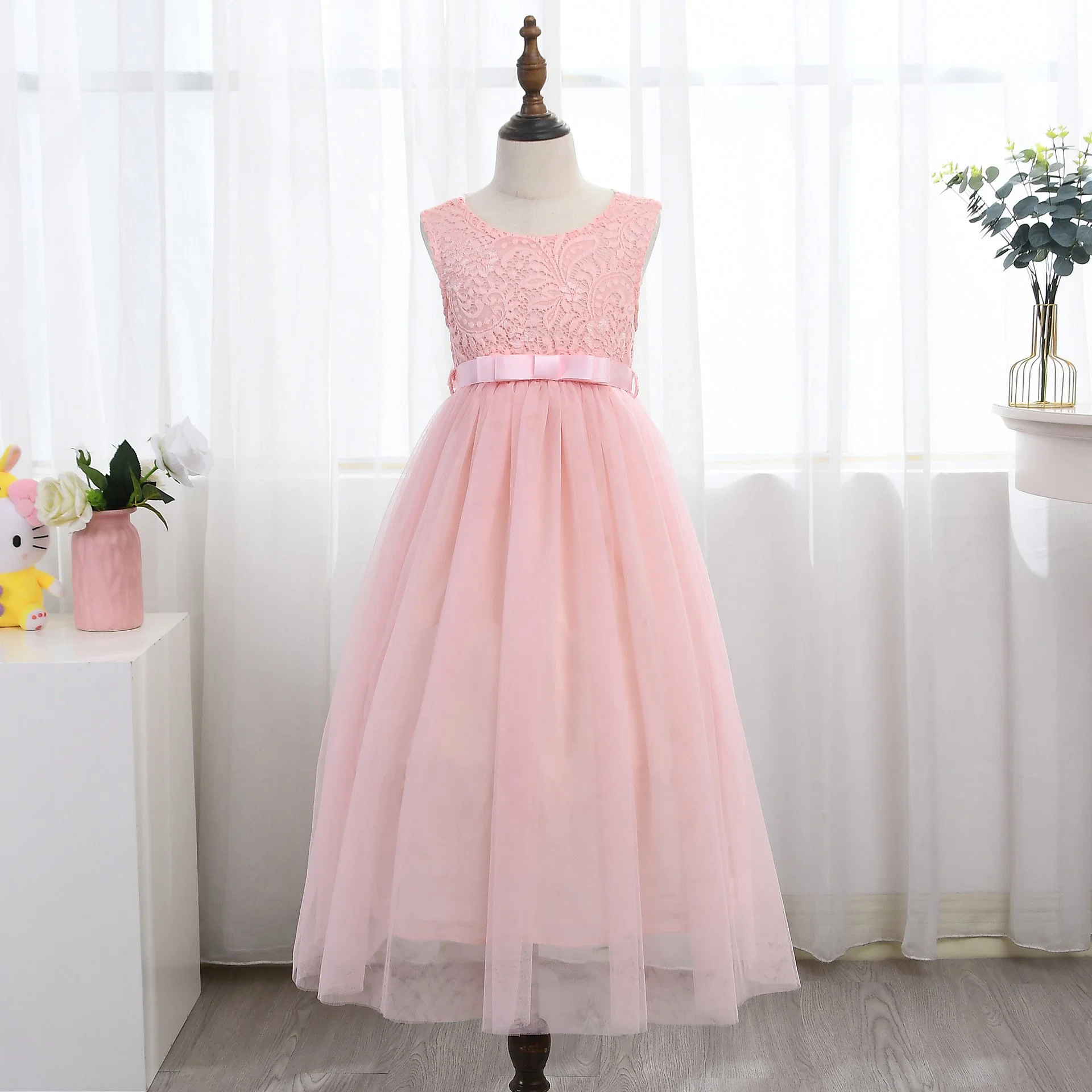 Toddler Baby Girl Infant Clothing Custom Multicolor Mesh Tutu Petal Sleeveless Dress Girl Party Evening Princess Dress